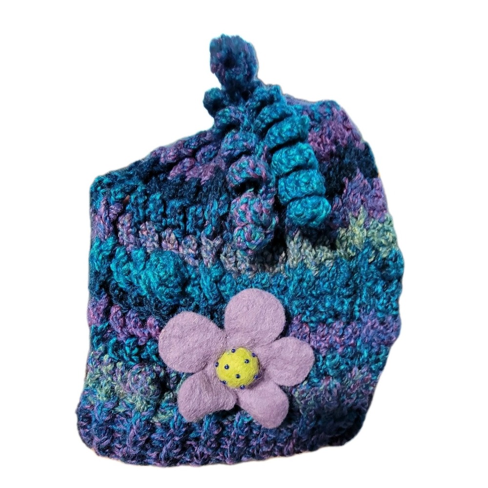 Beanie with Flower & Curly Ringlets